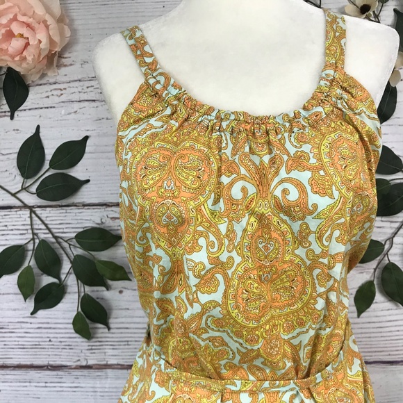J.Crew Factory Size S Paisley Print Orange Dress - Picture 3 of 4